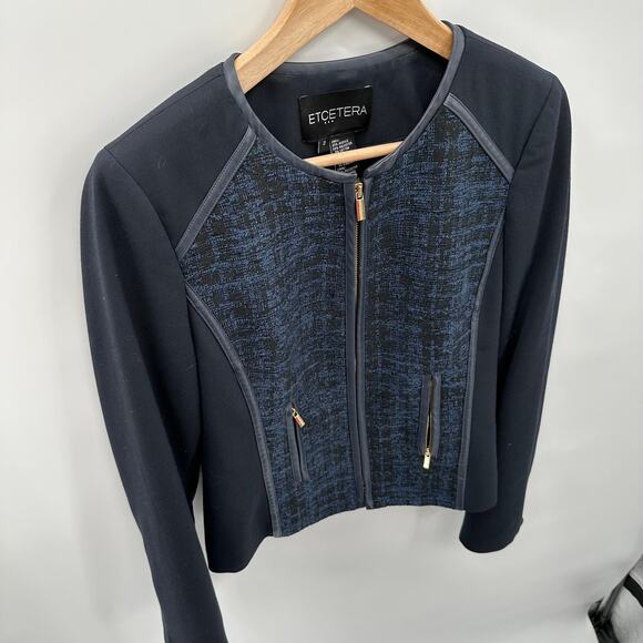 ETCETERA Navy Full Zip Blazer with Gold Hardware // 2 - Picture 4 of 8